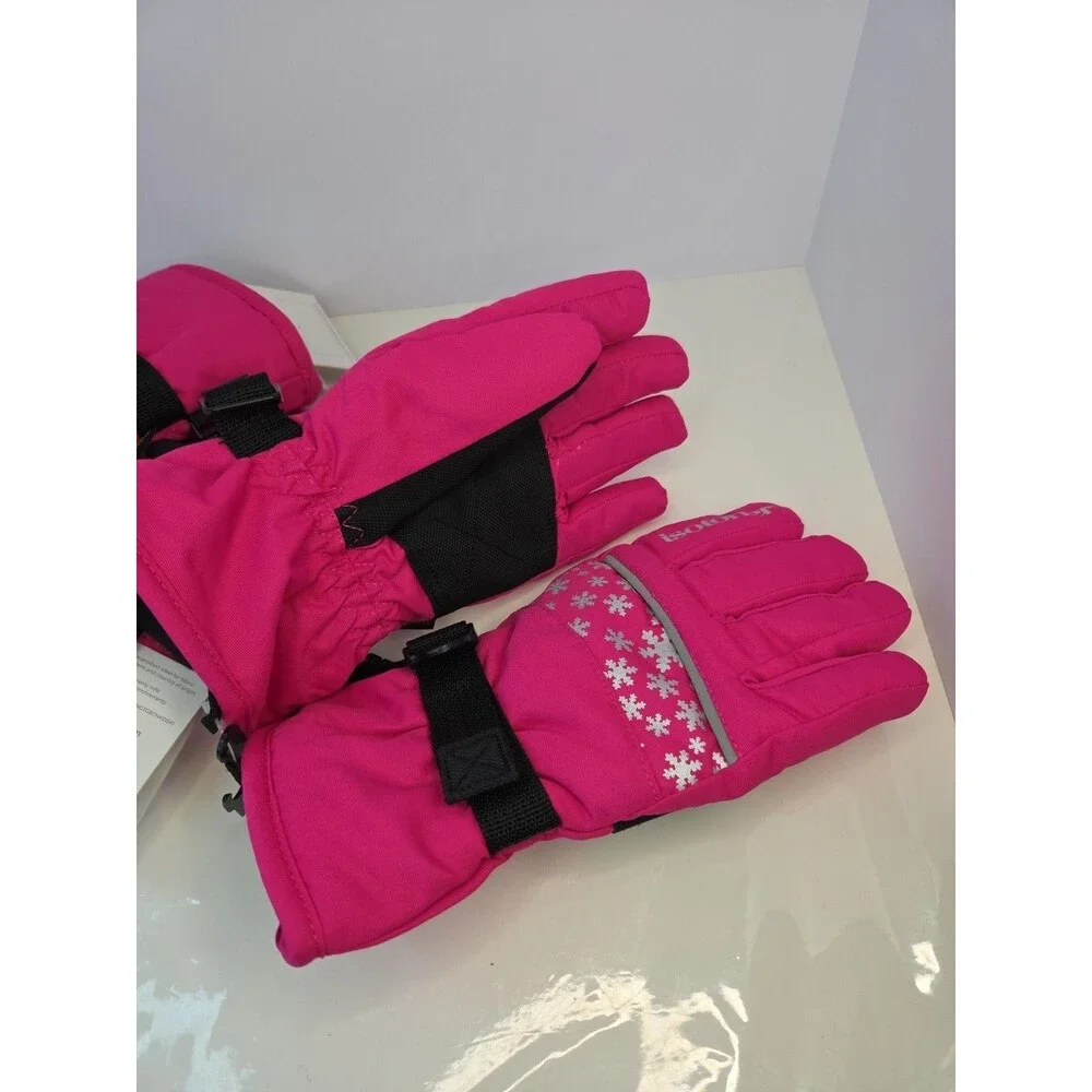 NWT Isotoner KIDS Waterproof Snow Gloves Adjustable Wrist Sz L/XL Pink Girls